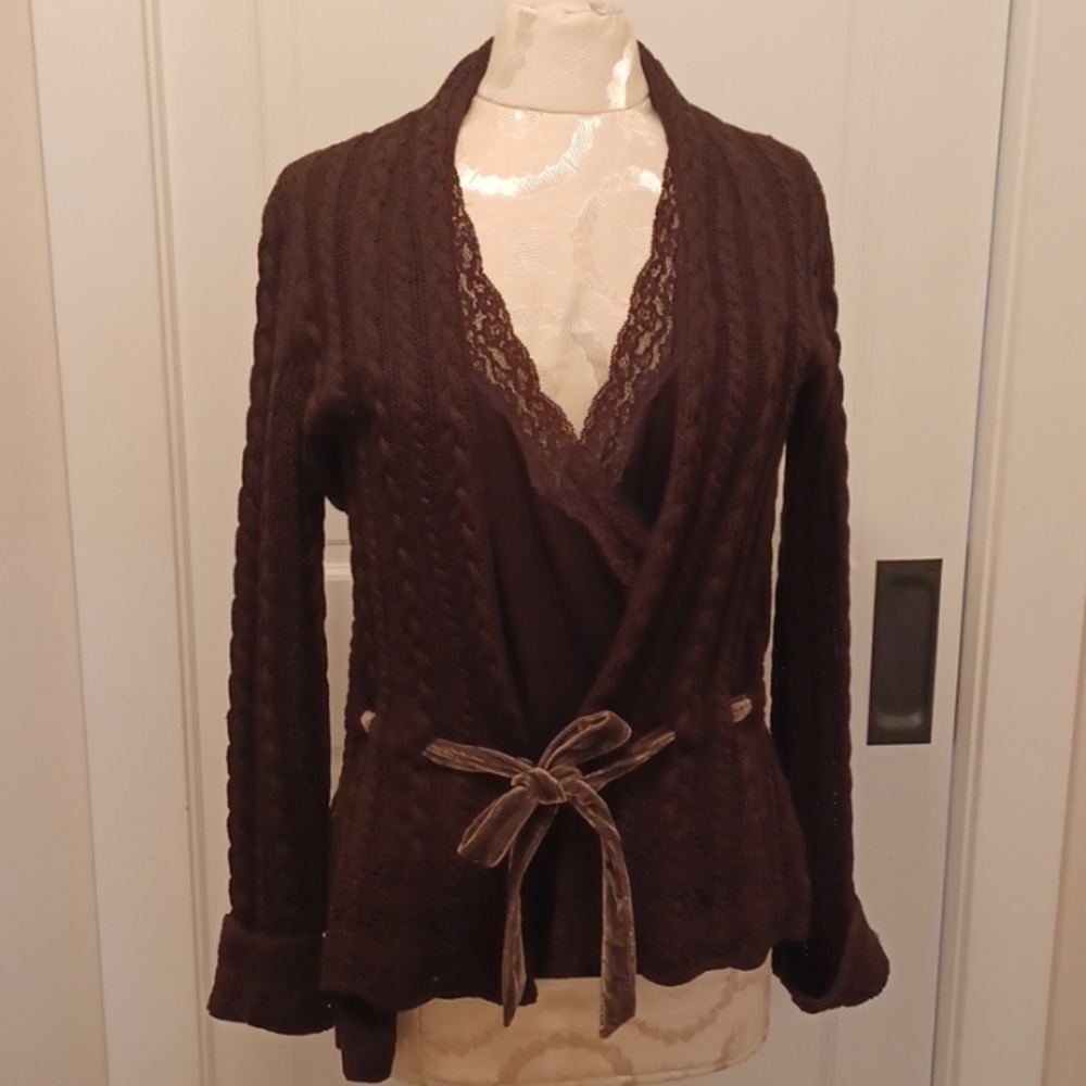 VTG Ralph Lauren Cable Knit & Crochet Sweater & Wrap Top.